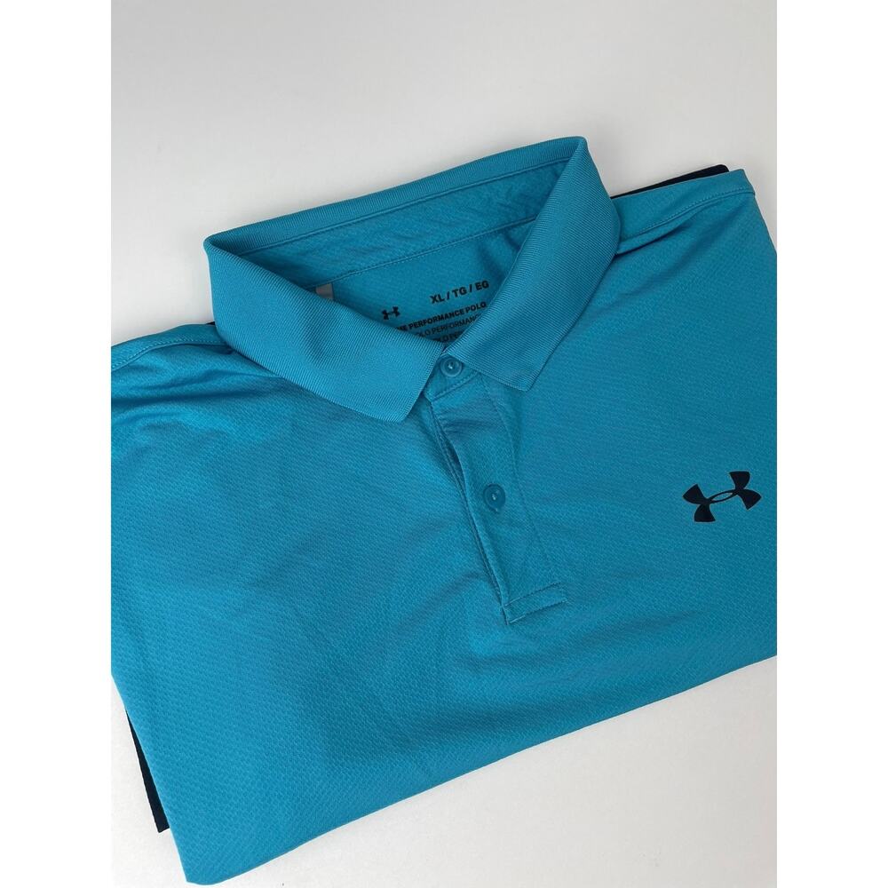 Under Armour Performance Polo Heat Gear Men’s XL/TG/EG Turquoise Black Logo